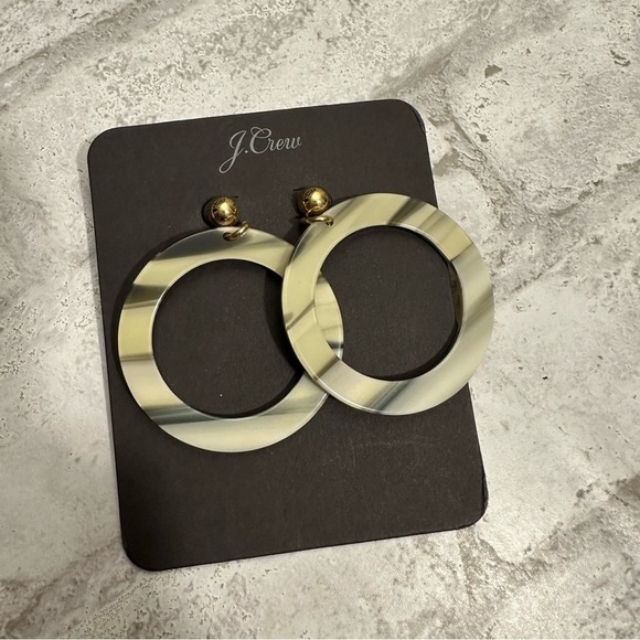 J. Crew Dangle Drop‎ Hoop Earrings women’s one size marble gray tone - Picture 1 of 3